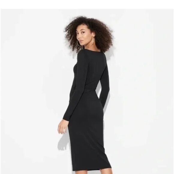 NWT - Wild Fable - Black Long Sleeve Midi Dress - Size Small - Picture 2 of 2